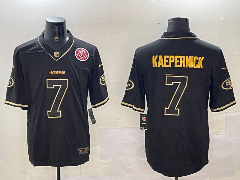 Men San Francisco 49ers #7 Kaepernick Black Gold Throwback 2024 Nike Limited NFL Jersey style 4